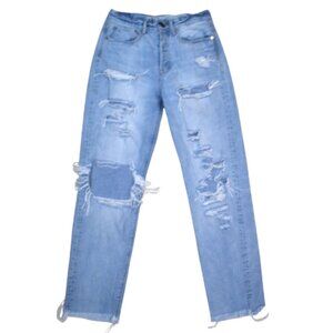 American Eagle 90s Boyfriend Jeans Distressed Ripped Size 2 Light Blue